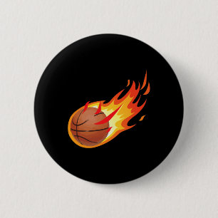 Badge Rond 5 Cm Le Basket-Ball Feu Est Feu Et Fait Des Jeux