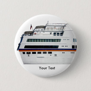 Badge Rond 5 Cm Le bateau de croisière blanc a couvert l'étiquet