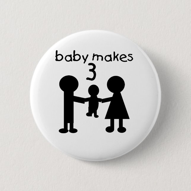 Badge Rond 5 Cm Le bébé fait trois (Devant)