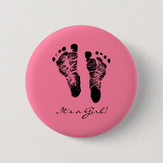 Badge Rond 5 Cm Le bébé rose et noir mignon Empreinte sa fille