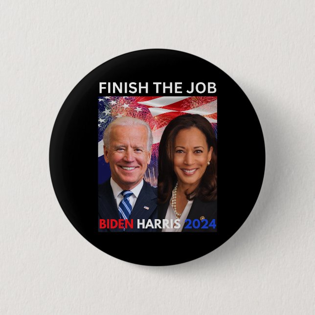 Badge Rond 5 Cm Le biden de l'emploi Harris 2024 Démocrates-Tee Po (Devant)