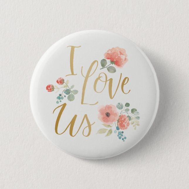 Badge Rond 5 Cm Le blanc de floraison | I de plaisir nous aiment (Devant)