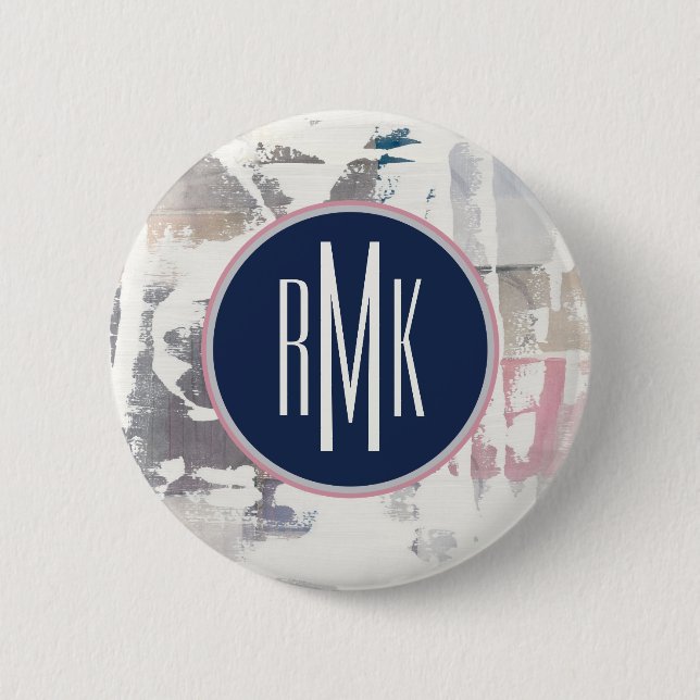 Badge Rond 5 Cm Le blanc du monogramme | cultivent (Devant)
