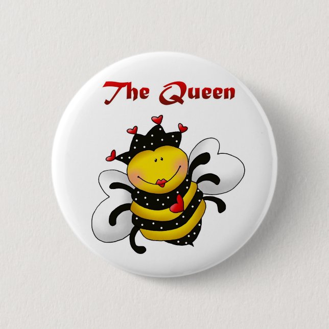 Badge Rond 5 Cm Le bouton d'abeille de "reine" (Devant)
