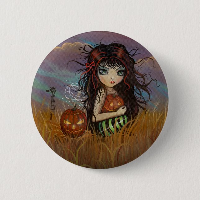 Badge Rond 5 Cm Le bouton épinglé de la fée d'Halloween (Devant)