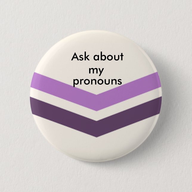 Badge Rond 5 Cm Le bouton étrange de pronoms demandent (Devant)