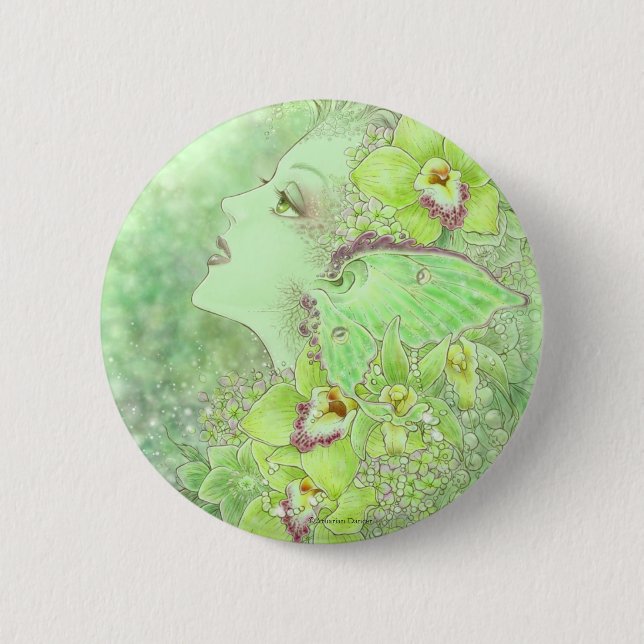 Badge Rond 5 Cm Le bouton vert de Faery (Devant)