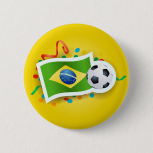 Badge Rond 5 Cm Le Brésil, le football et le drapeau
