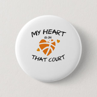 Badge Rond 5 Cm Le cadeau drôle de basket-ball mon coeur est sur