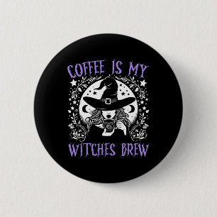 Badge Rond 5 Cm Le café est mes sorcières Brew Retro Halloween sor