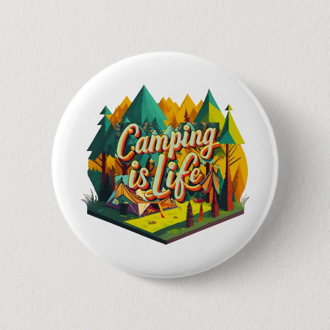 Badge Rond 5 Cm Le camping est la vie (Devant)