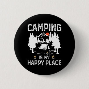 Badge Rond 5 Cm Le camping est mon endroit heureux Funny Camper Fo