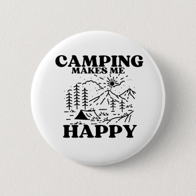 Badge Rond 5 Cm le camping me rend heureux (Devant)