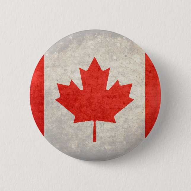 Badge Rond 5 Cm Le Canada ; Drapeau canadien (Devant)
