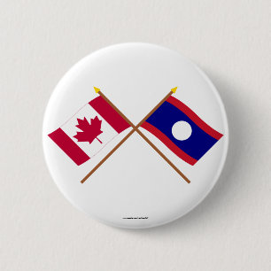 Badge Rond 5 Cm Le Canada et les drapeaux croisés par Laotiens