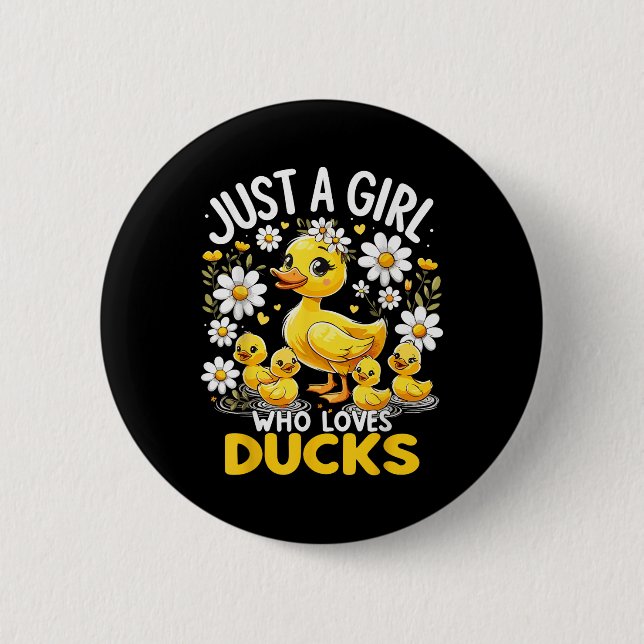 Badge Rond 5 Cm Le Canard Mignet Aime Juste Une Fille Qui Aime Les (Devant)