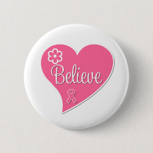 Badge Rond 5 Cm Le cancer du sein croient le coeur rose
