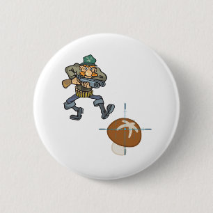 Badge Rond 5 Cm Le Chasseur De Champignons Vient