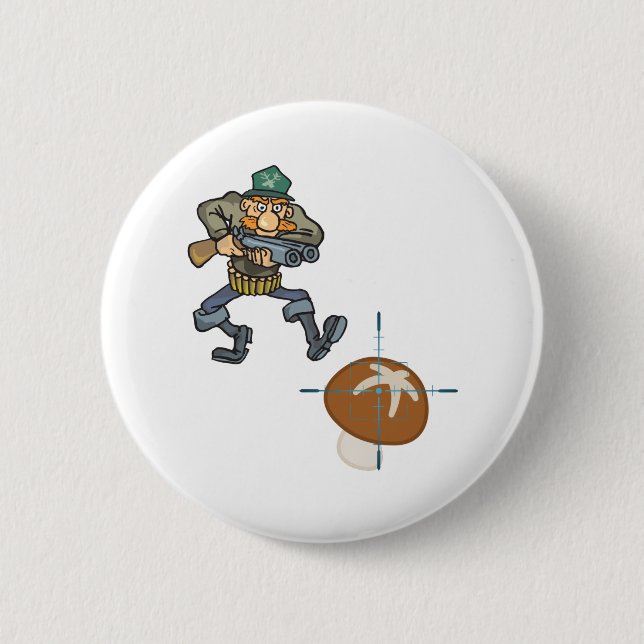 Badge Rond 5 Cm Le Chasseur De Champignons Vient (Devant)