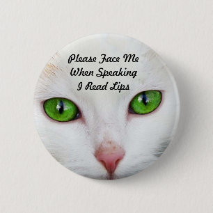 Badge Rond 5 Cm Le chat blanc j'ai lu le bouton de lèvres
