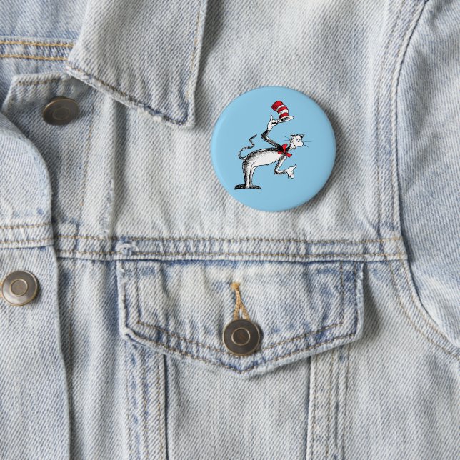Badge Rond 5 Cm Le Chat Chapeauté s'incline (En situation)