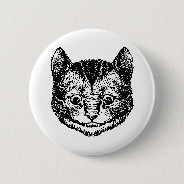 Badge Rond 5 Cm Le chat de Cheshire a encré le noir (Devant)