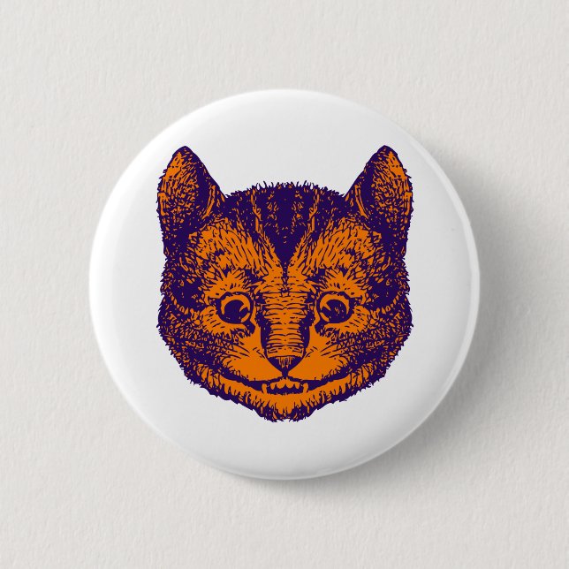 Badge Rond 5 Cm Le chat de Cheshire a encré l'orange pourpre (Devant)