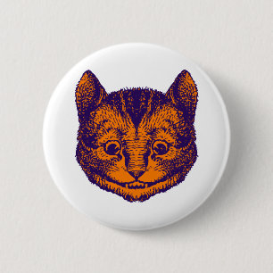 Badge Rond 5 Cm Le chat de Cheshire a encré l'orange pourpre