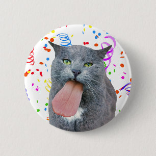 Badge Rond 5 Cm Le Chat De Fête A Ta Langue ?