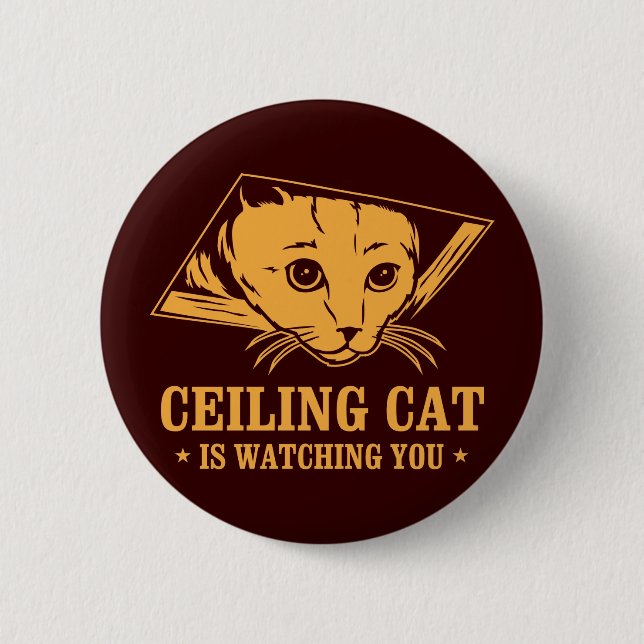 Badge Rond 5 Cm Le chat de plafond vous observe (Devant)