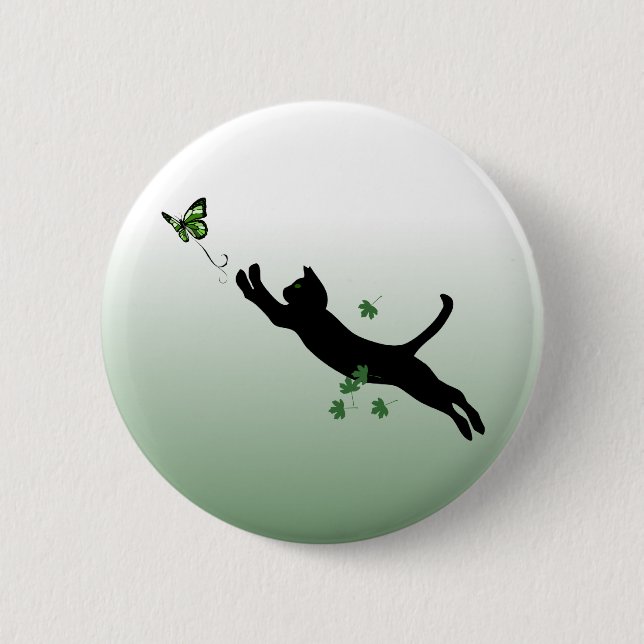Badge Rond 5 Cm Le chat et le papillon (Devant)