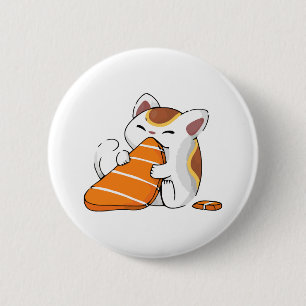 Badge Rond 5 Cm le chat mange des sushis
