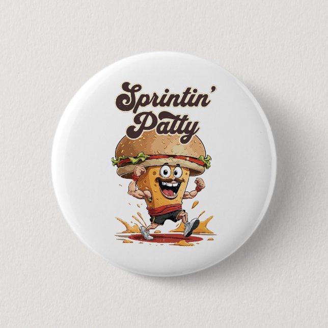 Badge Rond 5 Cm Le Cheeseburger qui court (Devant)