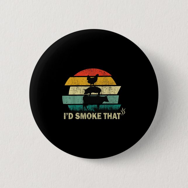 Badge Rond 5 Cm Le Chef Boucher Cook Bbq Id Fumer Que Vache Boeuf  (Devant)