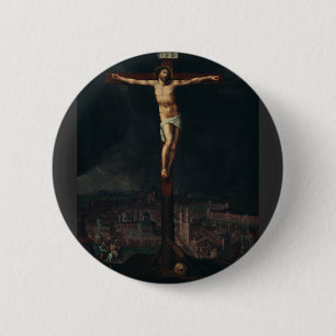 Badge Rond 5 Cm Le Christ en croix par Gillis Mostaer