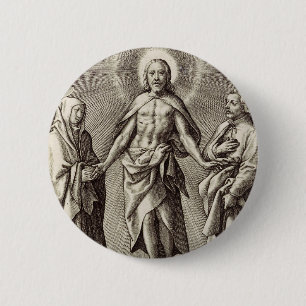 Badge Rond 5 Cm Le Christ Retreen se dresse sur une colline 