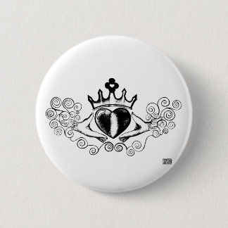 Badge Rond 5 Cm Le Claddagh (noir)