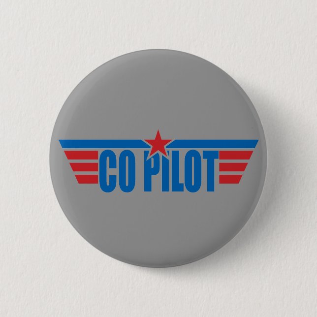 Badge Rond 5 Cm Le co-pilote s'envole l'insigne - aviation (Devant)