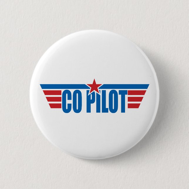 Badge Rond 5 Cm Le co-pilote s'envole l'insigne - aviation (Devant)
