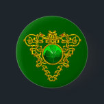 BADGE ROND 5 CM LE COEUR CELTIQUE DE SAINT PATRICK<br><div class="desc">Joyau de coeur céleste élégant,  unique avec une pierre émeraude et entrée shamrock pour St.Paddy's Day (,  St. Patty ). Modélisation et rendu de banlieues très mûres par Bulgan Lumini (c).Partie de la série Hyper Talismans.</div>