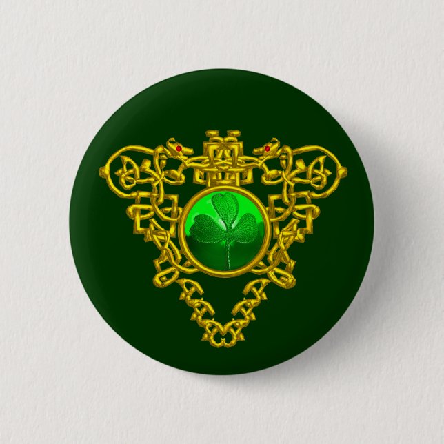 BADGE ROND 5 CM LE COEUR CELTIQUE DE SAINT PATRICK (Devant)