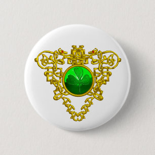 BADGE ROND 5 CM LE COEUR CELTIQUE DE SAINT PATRICK
