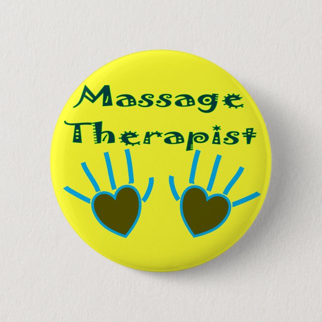 Badge Rond 5 Cm Le coeur de thérapeute de massage remet des (Devant)