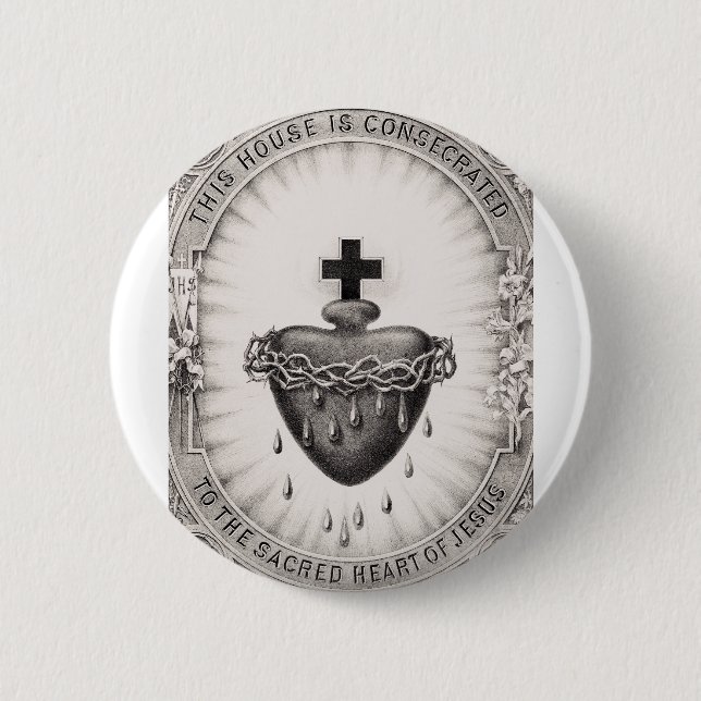 Badge Rond 5 Cm Le Coeur le plus sacré de Jésus-Christ (Devant)
