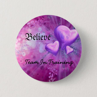 Badge Rond 5 Cm le coeur pourpre, croient, Team à la formation