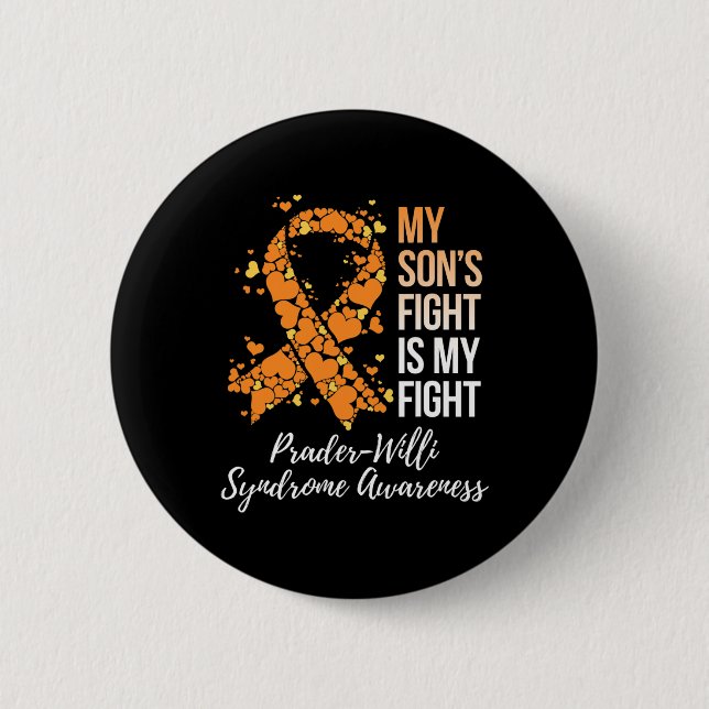 Badge Rond 5 Cm Le combat de mon fils est mon combat Prader Willi  (Devant)