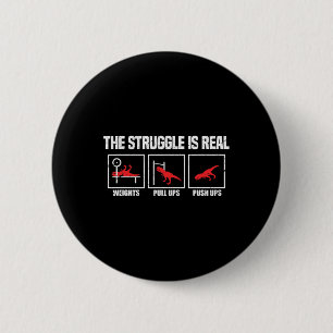 Badge Rond 5 Cm Le Combat Est Réel Dinosaur Gym Workout Culturisme