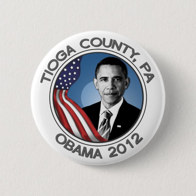 Badge Rond 5 Cm Le comté de Tioga pour le portrait 2012 d'Obama (Devant)
