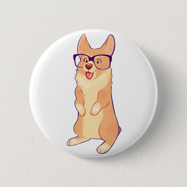 Badge Rond 5 Cm Le corgi prie le bouton (Devant)