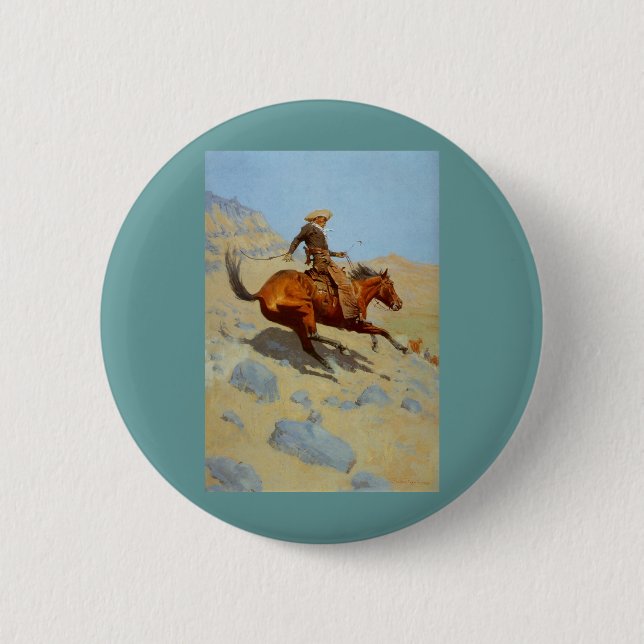 Badge Rond 5 Cm Le Cowboy de Frederic Remington (1902) (Devant)